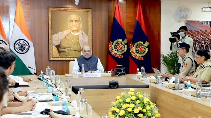 Home Minister Amit Shah holds an extensive meeting with the officers on various subjects at Delhi Police Headquarters in New Delhi, on 30 August 2022 | PIB