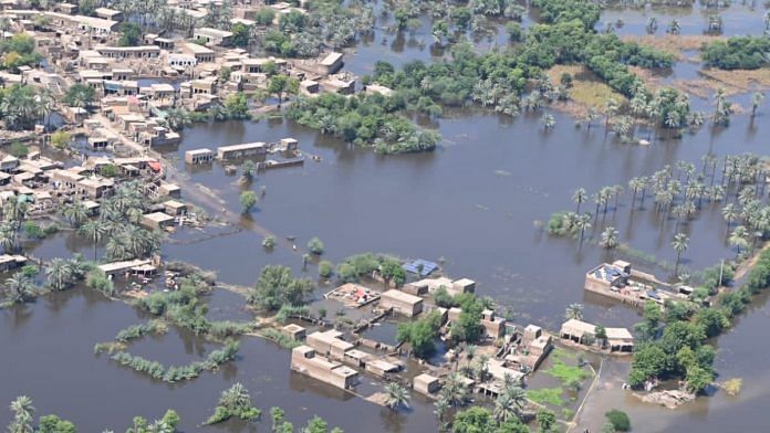 An aerial view of the flood affected region in Pakistan. | @BBhuttoZardari