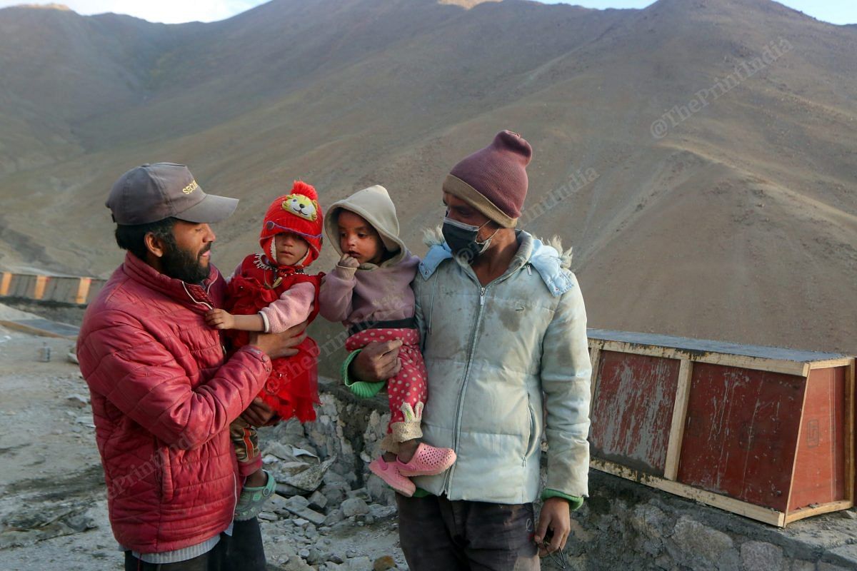 Migrant workers from Nepal with their families at the construction site | Praveen Jain | ThePrint