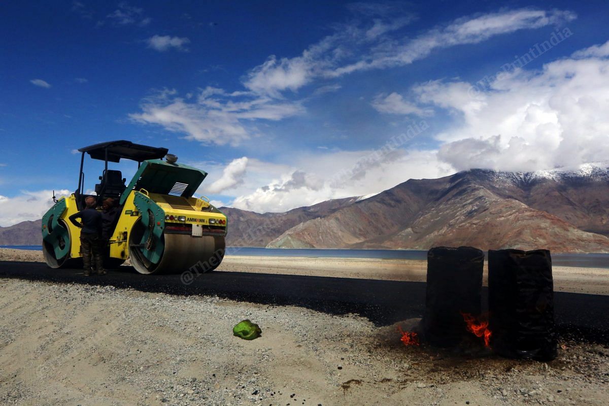 Construction work underway on the road leading to Pangong lake | Praveen Jain | ThePrint