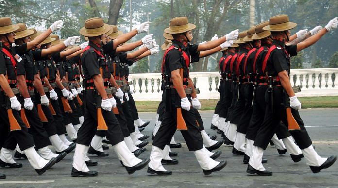 Assam Rifles contingent takes part in the rehearsal for the Republic Day parade at Red Road, in Kolkata | ANI