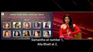 A screengrab from an episode of Koffee with Karan (season 7) wherein Samantha Ruth Prabhu was questioned while referring to Ormax survey | Disney+ Hotstar