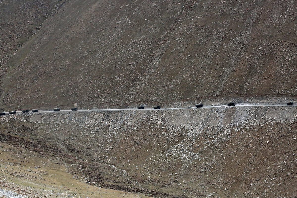 Army vehicles plying on the road leading to the Indo-China border | Praveen Jain | ThePrint