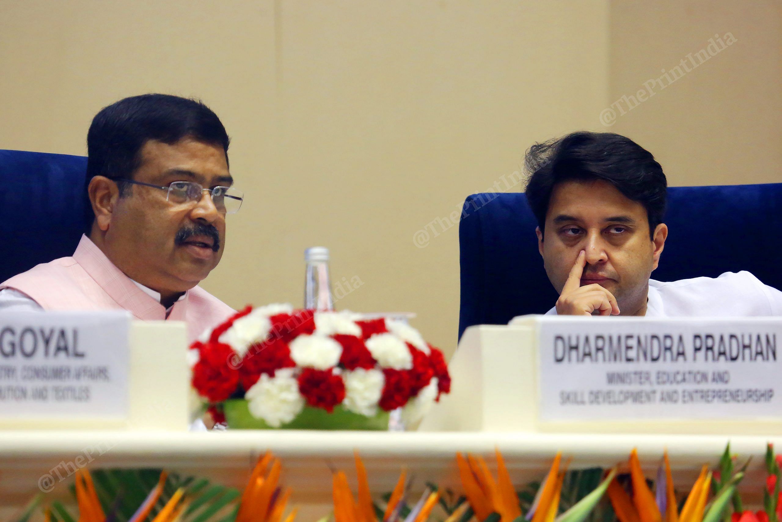 Education Minister Dharmendra Pradhan and Civil Aviation Minister Jyotiraditya Scindia at the launch | Photo: Praveen Jain | ThePrint