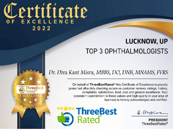 ThreeBestRated.com names Dr Diva Kant Misra as the best ophthalmologist in Lucknow