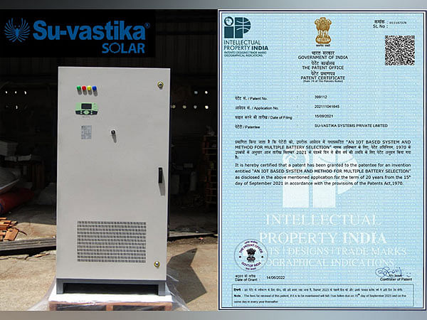 Start-up Su-vastika Solar received a patent for its IoT based system from the Government of India