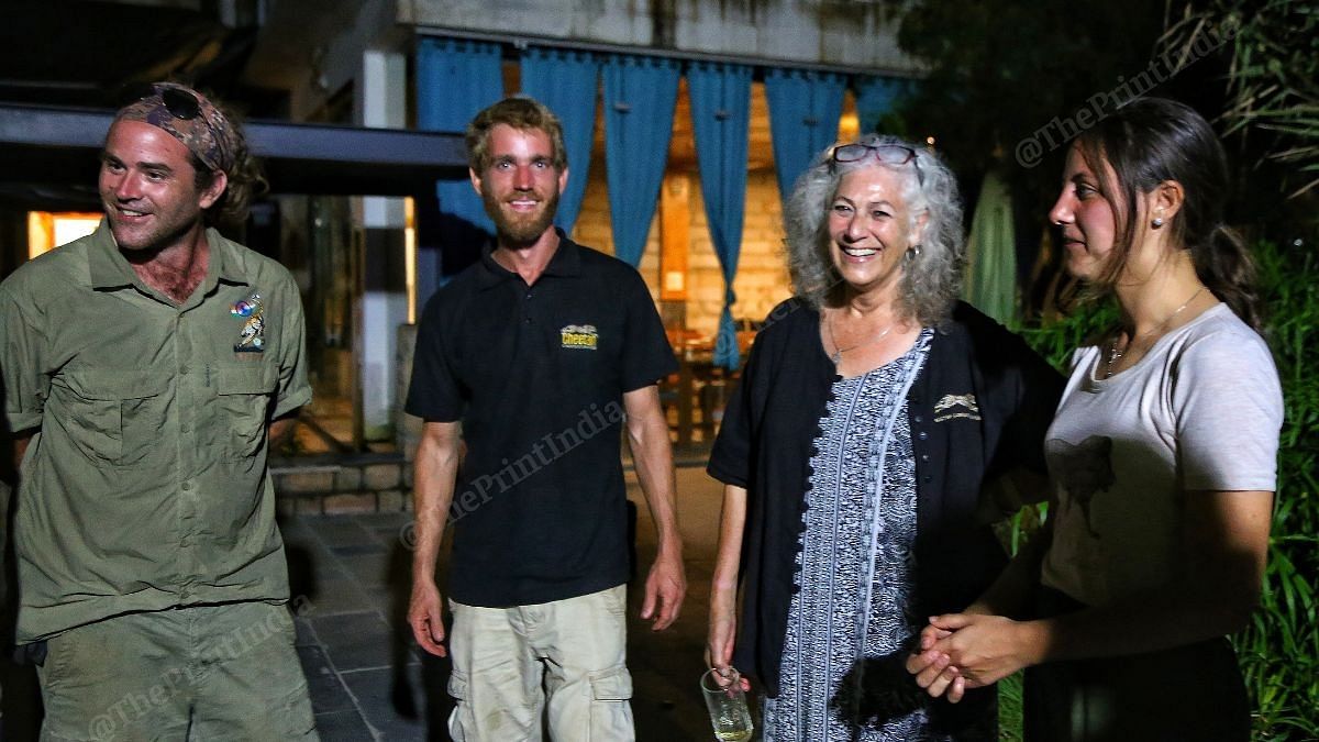 (From left) Barthelemy Balli, CCF Conservation Release Programme and Data Manager; Eli Walker, CCF Conservation Biologist and Cheetah Specialist; Dr Laurie Marker, CCF Founder and Executive Director; and Dr Ana Basto, CCF Veterinarian | Manisha Mondal, ThePrint