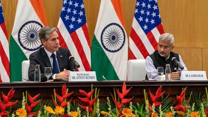 Representative image | External Affairs Minister S Jaishankar (R) with US Secretary of State Antony Blinken (L) | via US Embassy India