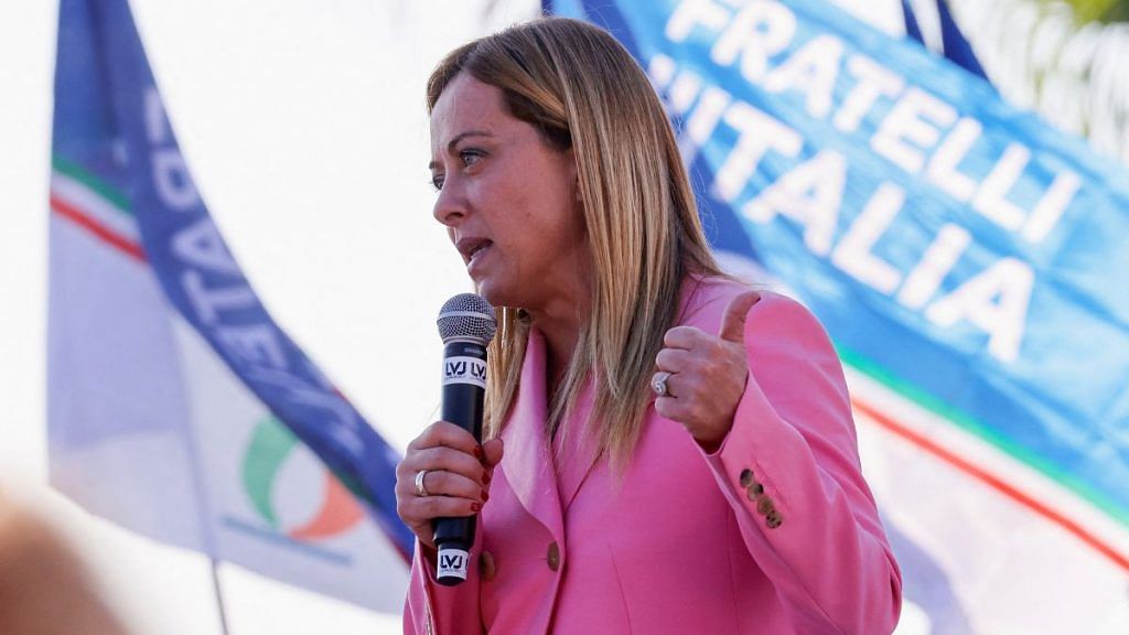 File photo of Leader of Italy's nationalist Brothers of Italy (Fratelli d'Italia) party and frontrunner to become prime minister Giorgia Meloni | Reuters