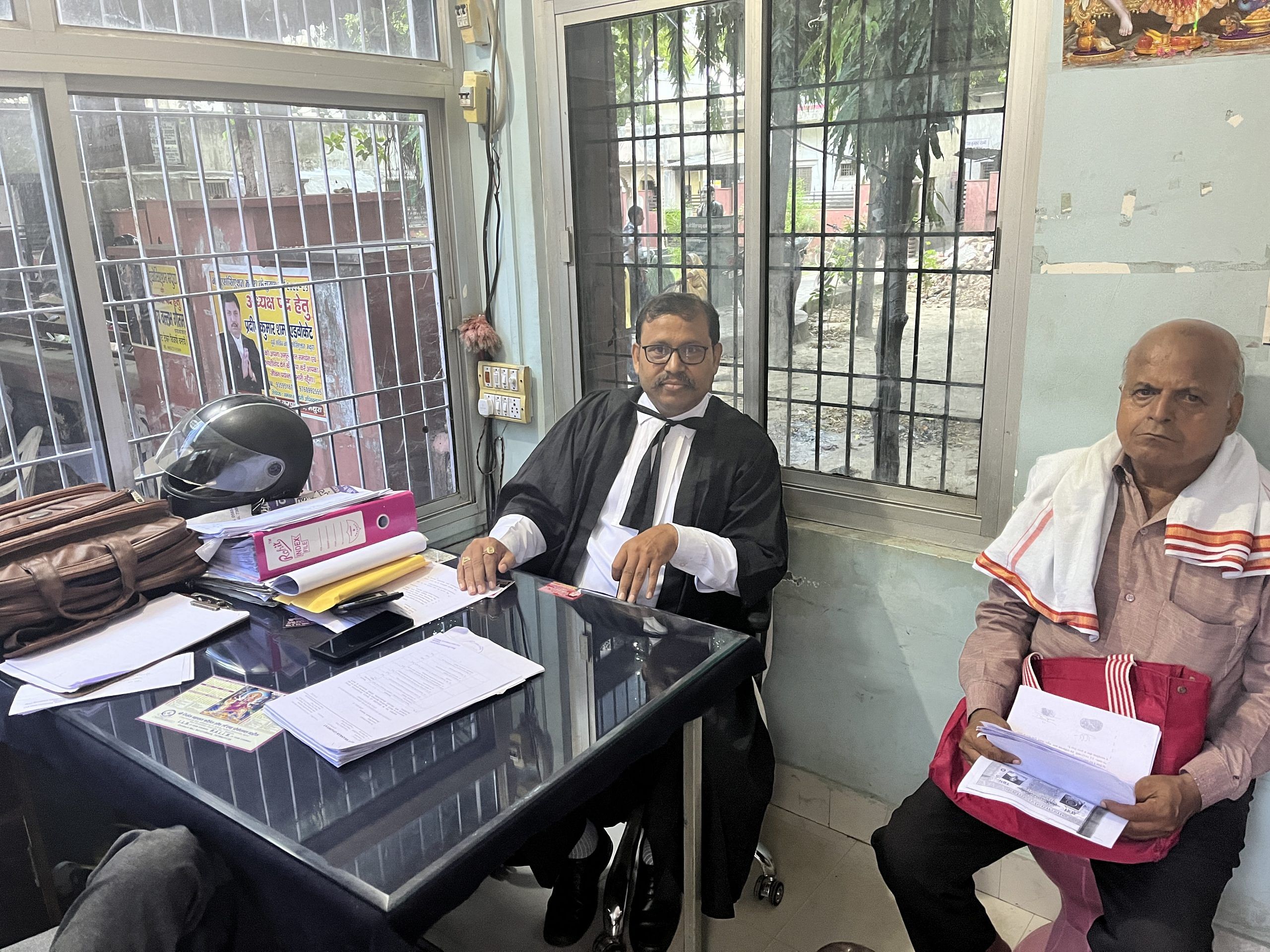 Advocate Ravi Upadhyay in his chamber at Mathura High Court| Jyoti Yadav, ThePrint