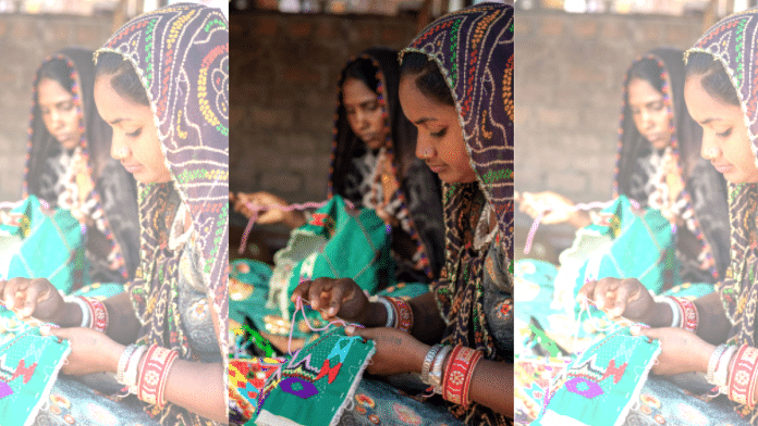 Kalbelia woman making a quilt or gudadi | The Kalbelia Craft Revival Project