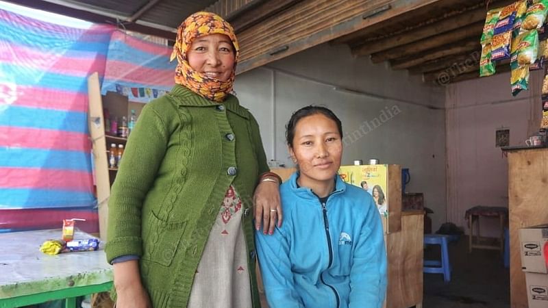 Sonam Chondol (left)and Dechen Spaldon at their Shop in Upshi village | Praveen Jain | ThePrint 