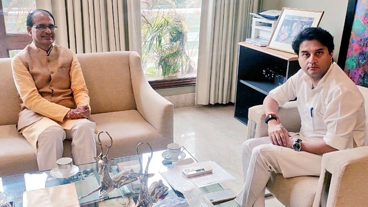 MP Madhya Pradesh Chief Minister Shivraj Singh Chouhan with BJP leader Jyotiraditya Scindia (June 2020) | Credit: ANI Photo