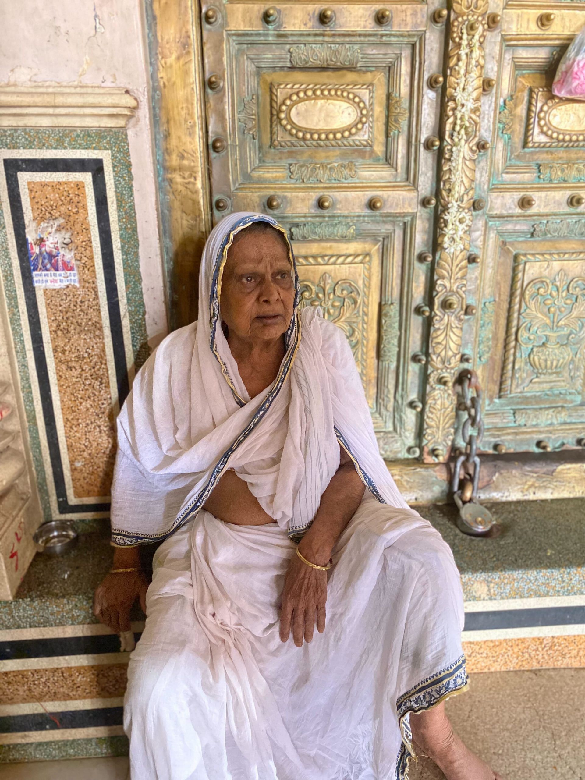 Mayadevi sitting on the stairs of the temple | Nootan Sharma, ThePrint