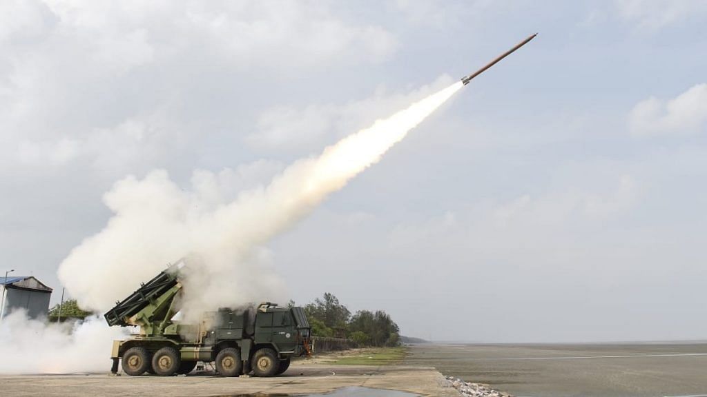 Pinaka is a multiple rocket launcher produced in India and developed by the DRDO for the Army | Twitter/@DRDO_India