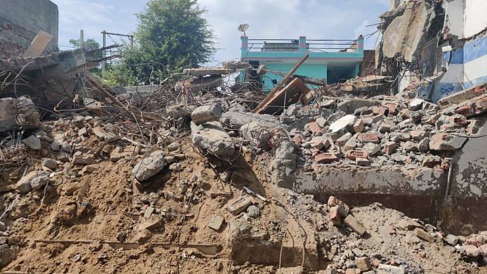 A pile of debris now lies where the house, in which Praveen Kumar and his family lived, once stood in Ambala's Kumhar Mandi area | Bismee Taskin | ThePrint