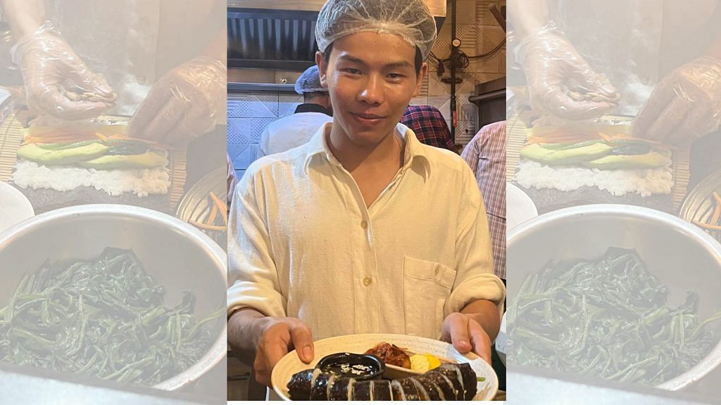 Ron making kimbab and kimchi | Monami Gogoi/ThePrint