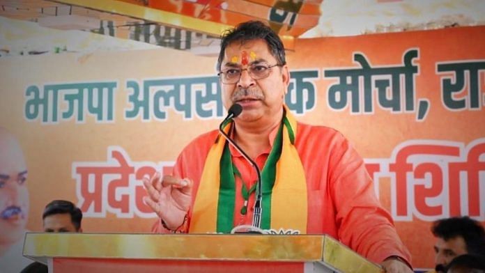 File photo of Rajasthan BJP chief Satish Poonia | Twitter/@DrSatishPoonia