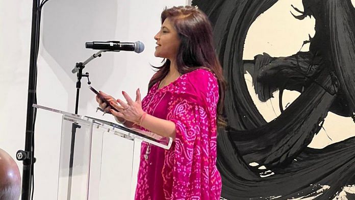 Shazia Ilmi during her closing ceremony speech at JLF New York | Twitter/Shazia Ilmi