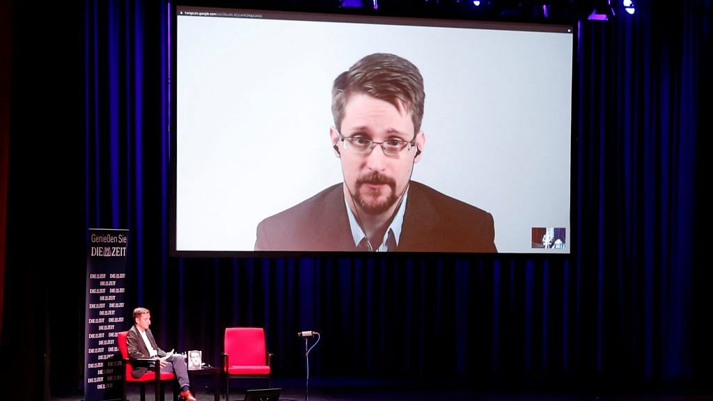 Edward Snowden during a discussion about his book "Permanent Record" | REUTERS File Photo