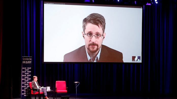 Edward Snowden during a discussion about his book 