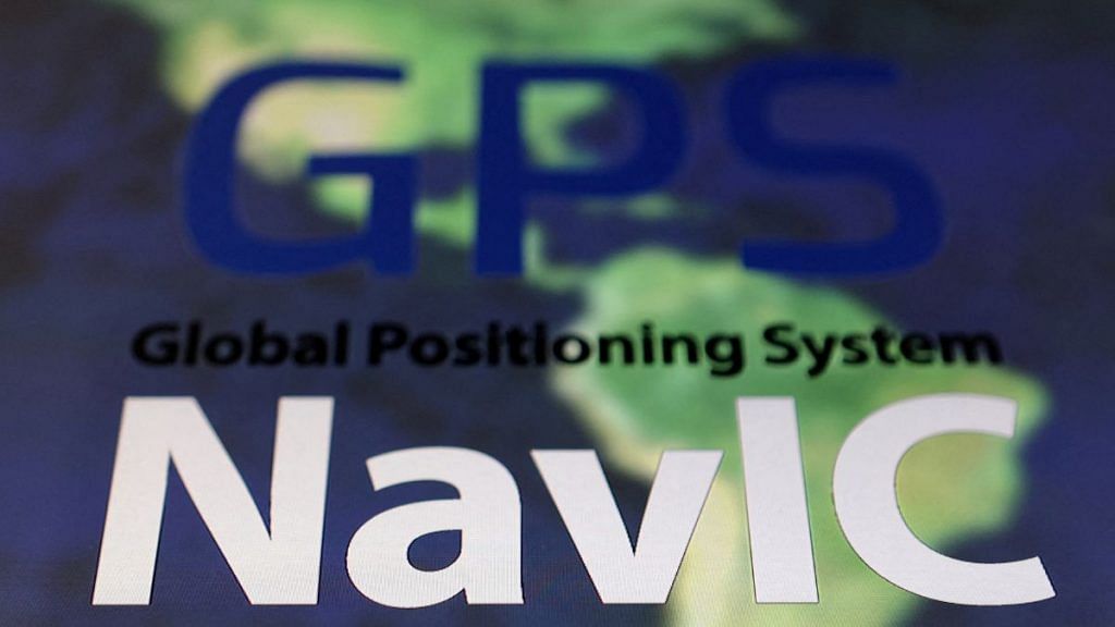 Illustration of NavIC (Navigation with Indian Constellation) and GPS (Global Positioning System) logos | Reuters