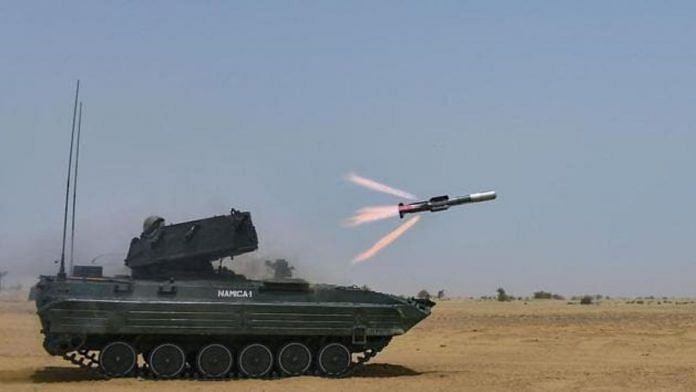File photo of DRDO test firing Anti-Tank Guided Missile NAG | Representative image | PTI