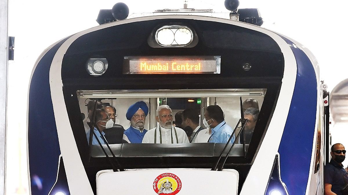 PM Modi onboard Vande Bharat Express Friday | ANI