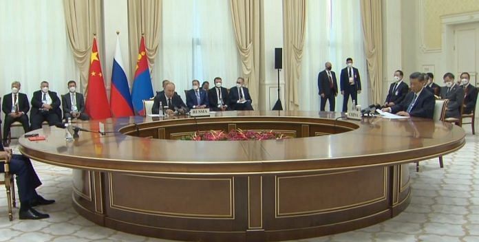 Chinese President Xi Jinping and Russian President Vladimir Putin meeting on sidelines of SCO Summit in Samarkand | Photo by special arrangement
