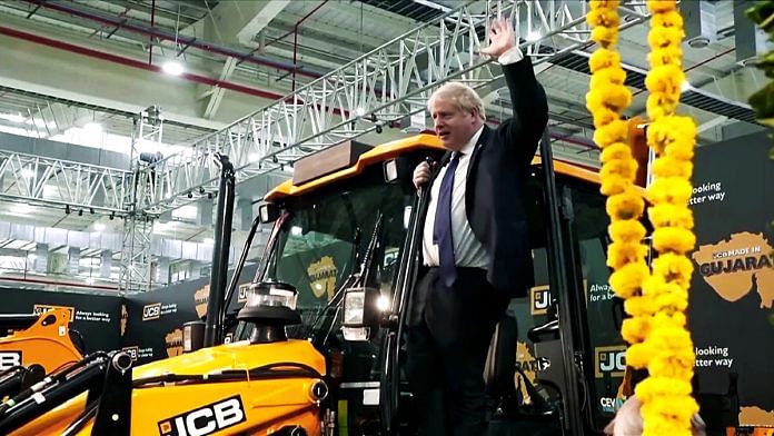 File photo of UK Prime Minister Boris Johnson during his visit to the JCB factory in April | ANI