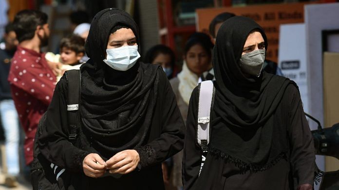 Representational image of college students wearing hijab in Srinagar | ANI