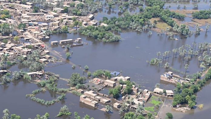 An aerial view of the flood affected region in Pakistan | Twitter | @BBhuttoZardari