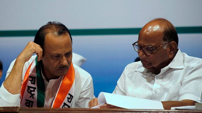 A file picture of NCP chief Sharad Pawar (Right) and Ajit Pawar (Left) | ANI