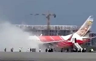 An Air India Express flight caught fire on the runway at Muscat airport on 14 September 2022 | ANI Photo