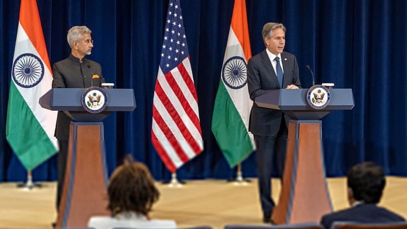 External Affairs Minister S Jaishankar with United States Secretary of State Antony Blinken in Washington DC on Tuesday | ANI