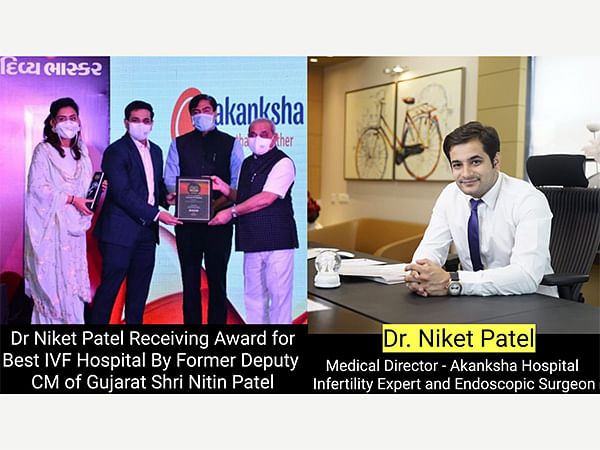 Dr Niket Patel of Akanksha IVF hospital and research institution awarded best IVF hospital by former Gujarat Deputy CM Nitin Patel