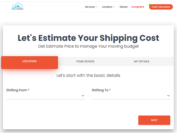 Cloud Packers and Movers introduces its Cost Calculator feature on the website