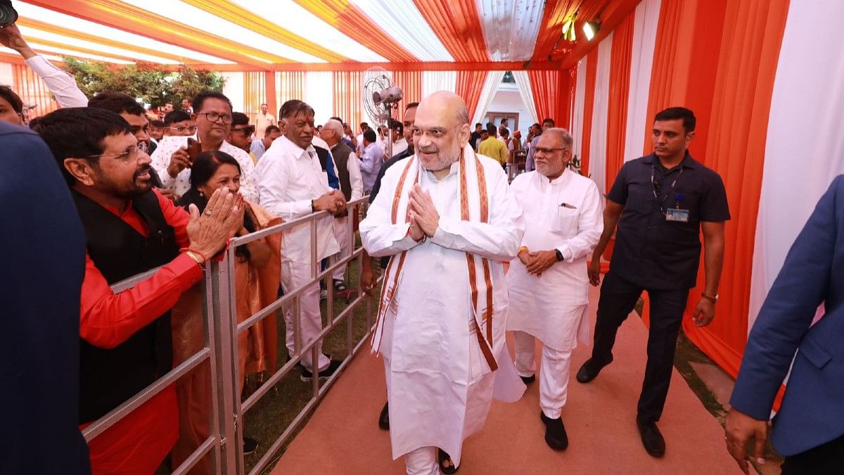 Union Home Minister Amit Shah in Ahmedabad Wednesday | Credit: Twitter/@BJP4Gujarat