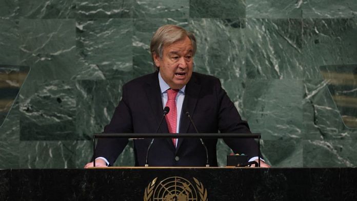 United Nations Secretary-General Antonio Guterres addresses the 77th Session of the UNGA in New York on 20 September | Reuters file photo