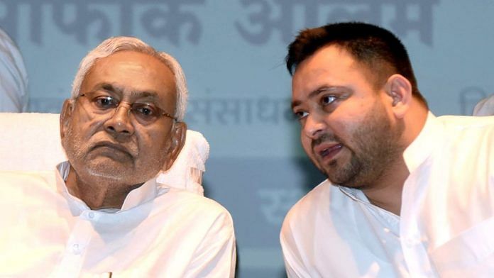 Bihar Chief Minister Nitish Kumar with Deputy Chief Minister Tejashwi Yadav | ANI