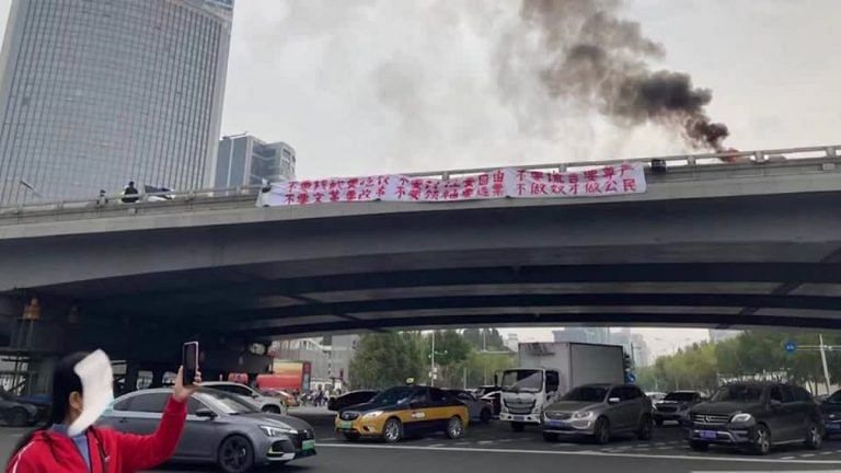 Chinese authorities remove rare protest banners calling for Xi’s ouster, end to Covid policies