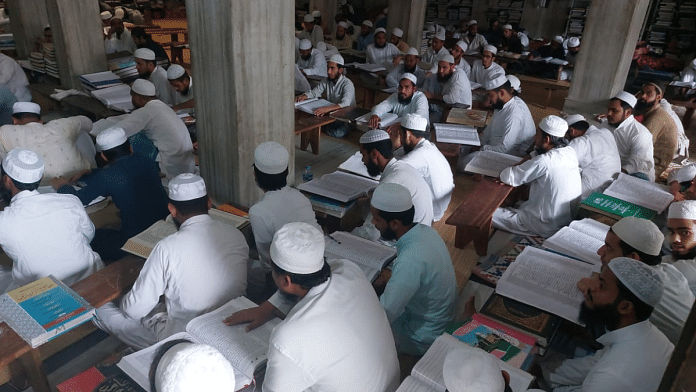 Students studying inside a class at Jamia Tush-Sheikh Hussain Ahmed Madani, an Islamic seminary in Deoband | Heena Fatima/ThePrint