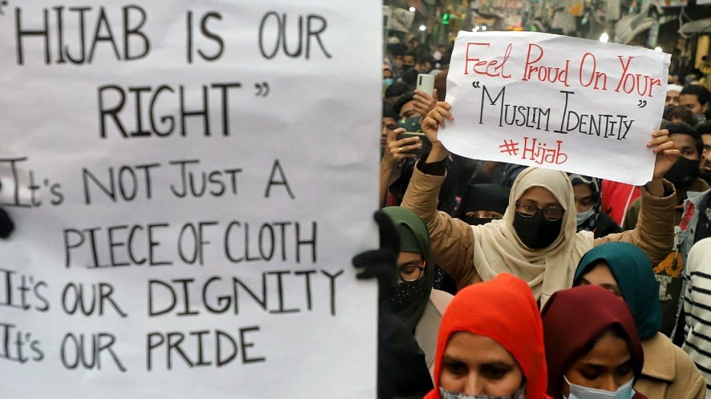 A protest march at Shaheen Bagh in Delhi over Karnataka hijab ban on 9 February 2022 | Representational image | ANI