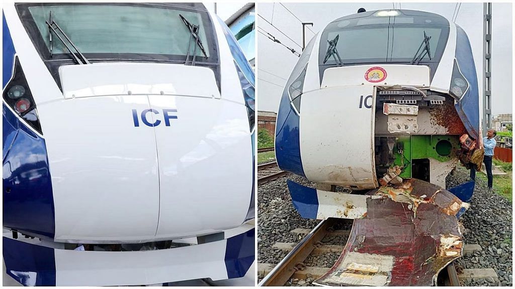 Gandhinagar-Mumbai Vande Bharat Express after an accident on 6 October 2022 | ANI file photo