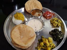 A Konkan thali at a Dapoli eatery | Purva Chitnis/ThePrint