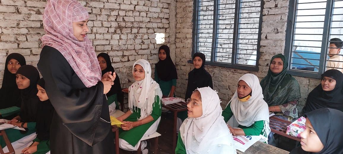 Tamanna teaches English at Madrasa Iqra Public School in Pilkhuwa village of Hapur | Heena Fatima/ThePrint