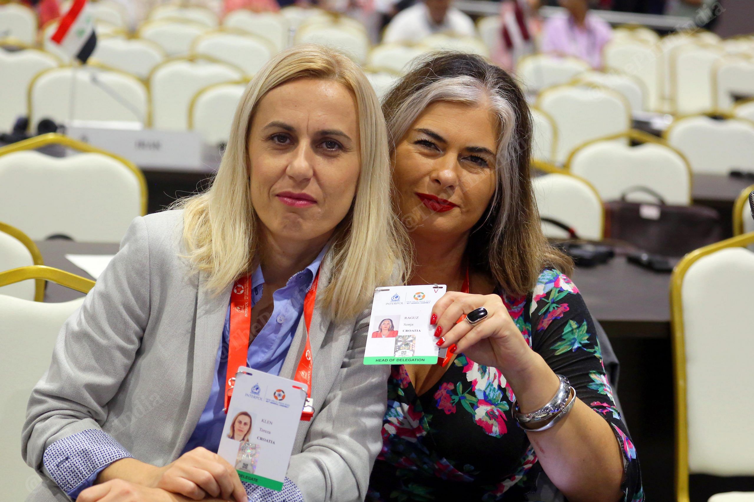 Delegates from Croatia Tereza Klen (Left) Sonja Raguz during the 90th General Assembly of INTERPOL at Pragati Maidan | Photo: Praveen Jain | ThePrint