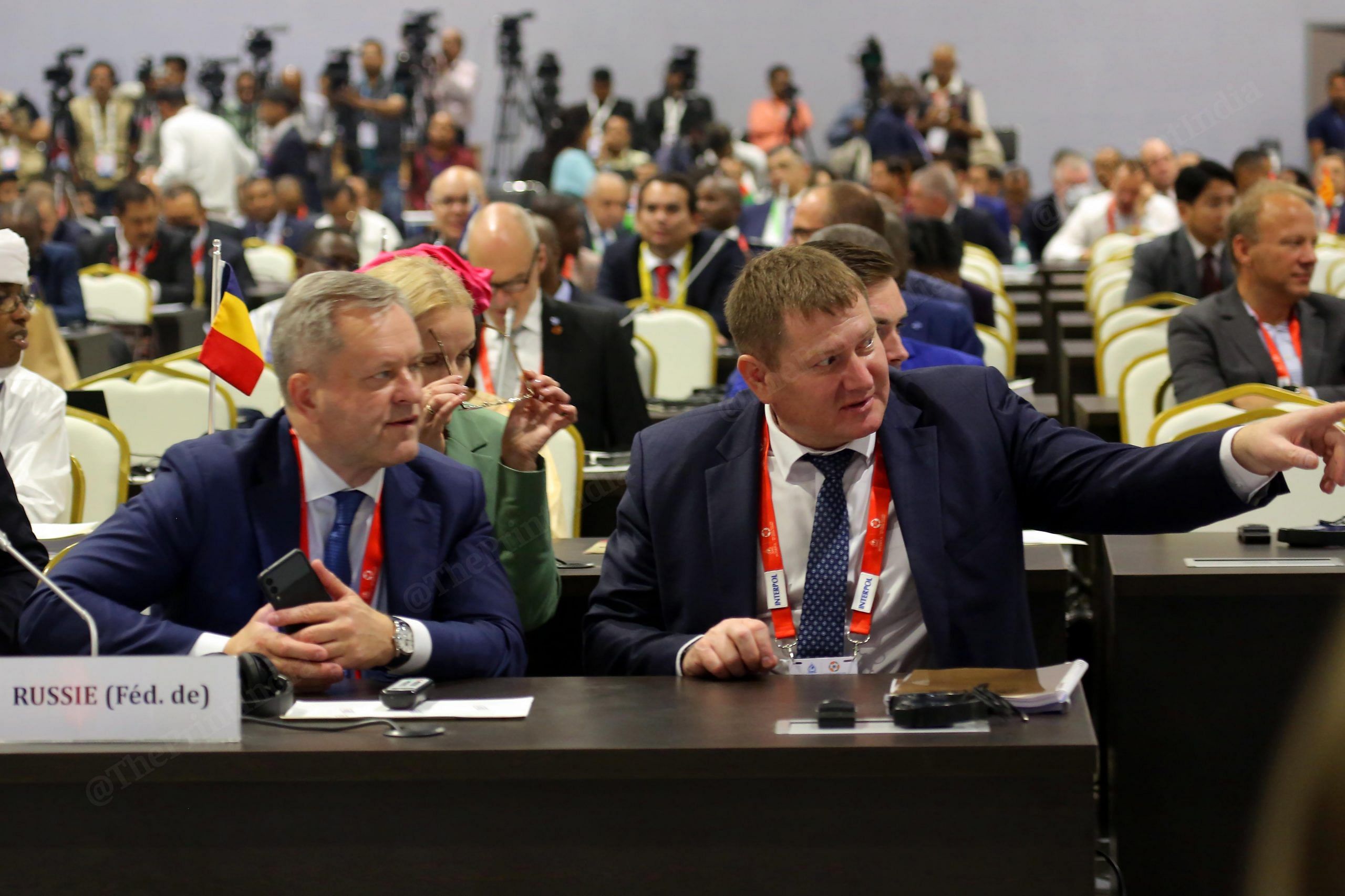 Delegates from Russie during the 90th General Assembly of INTERPOL at Pragati Maidan | Photo: Praveen Jain | ThePrint
