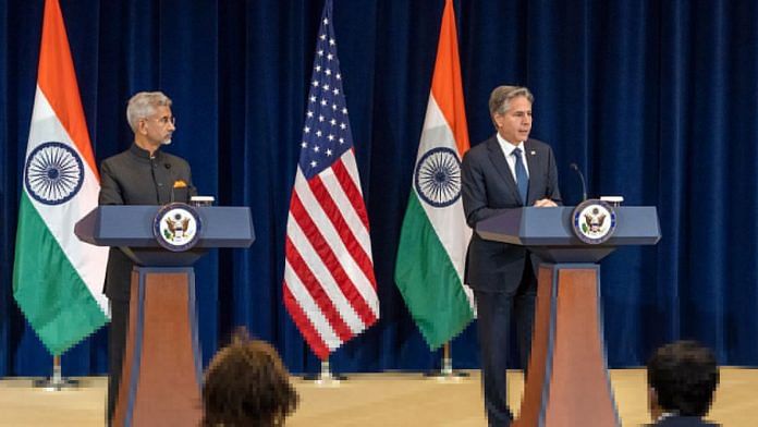 External Affairs Minister S. Jaishankar with US Secretary of State Antony Blinken in Washington DC, 28 September | Credit: ANI Photo