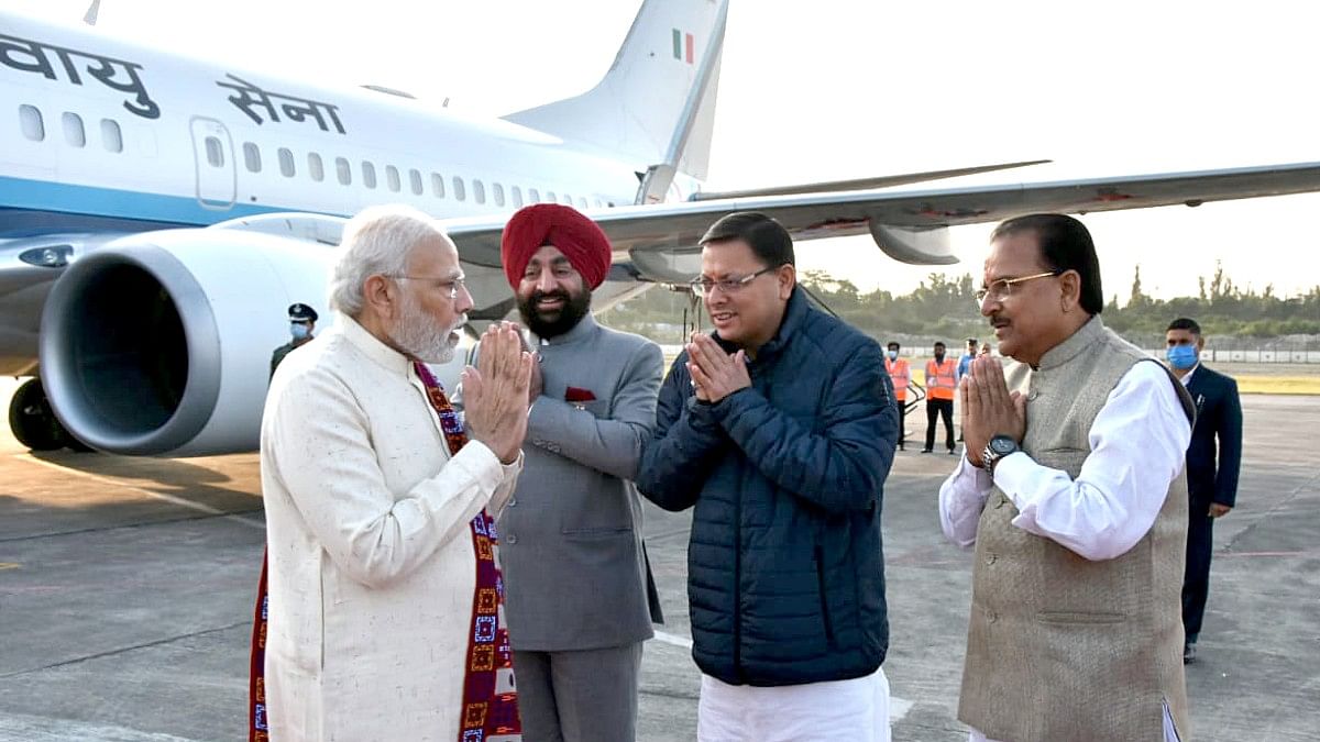 PM Modi at Jolly Grant airport Friday morning | ANI